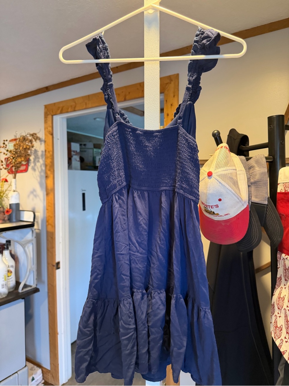 Navy Ruffle Strap Sundress - Picture 2 of 3